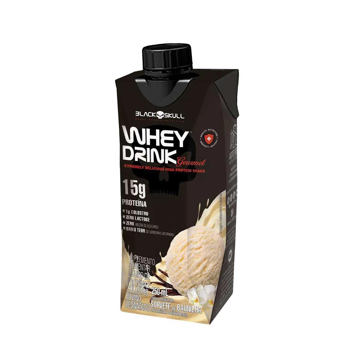 Whey Drink Gourmet Black Skull Sabor Sorvete de Baunilha 250ml