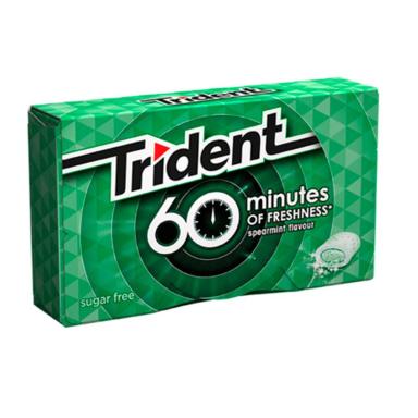 Goma de Mascar Trident 60 Minutos Hortelã Sem Açúcar 16 unidades