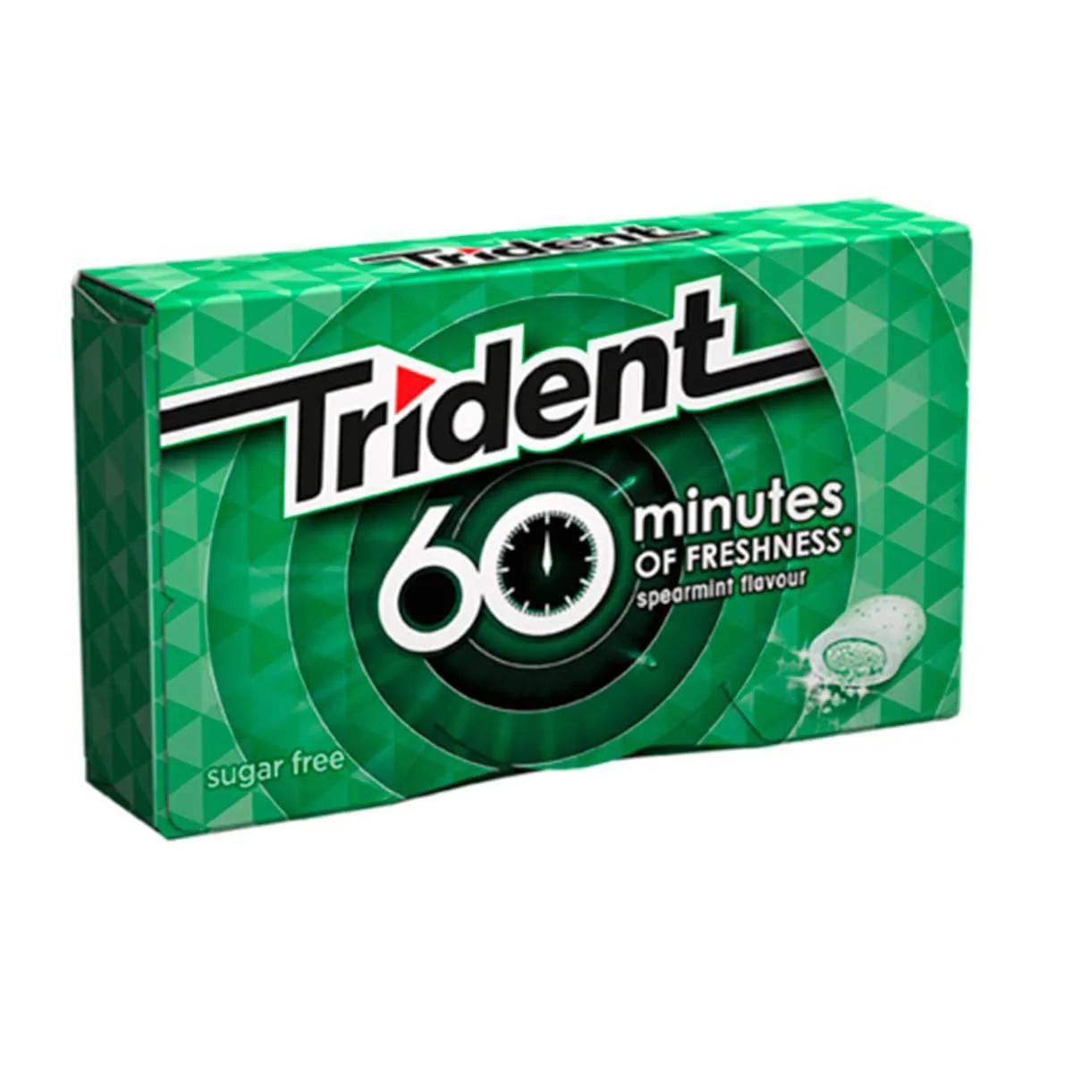 Goma de Mascar Trident 60 Minutos Hortelã Sem Açúcar 16 unidades