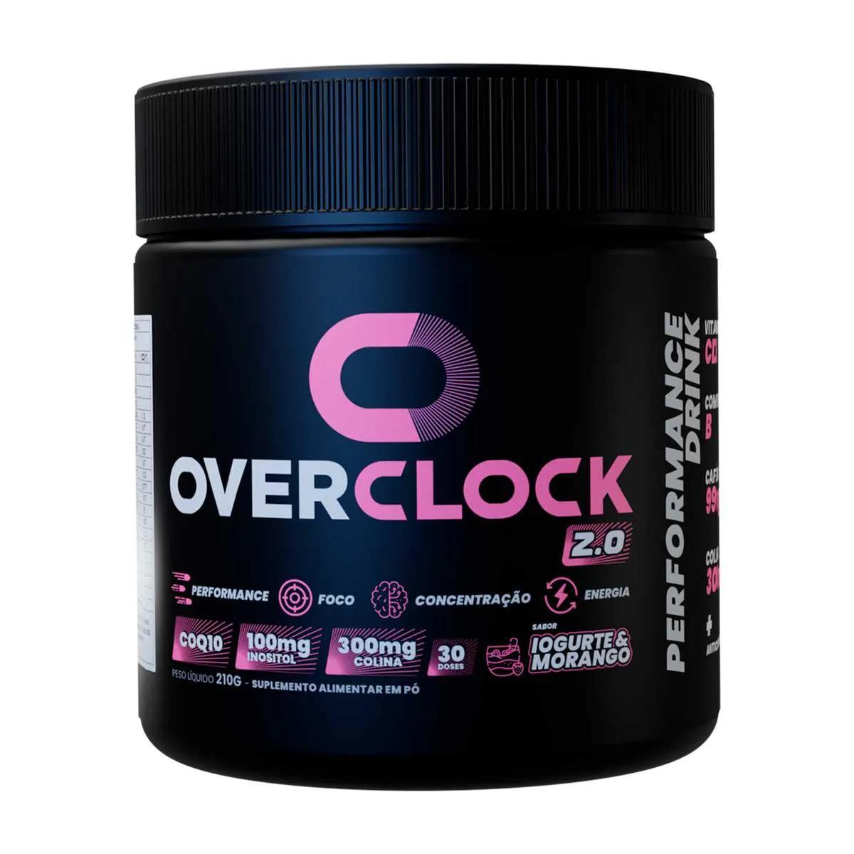 Suplemento Alimentar Overclock 2.0 Iogurte Com Morango 210g pote 30 doses