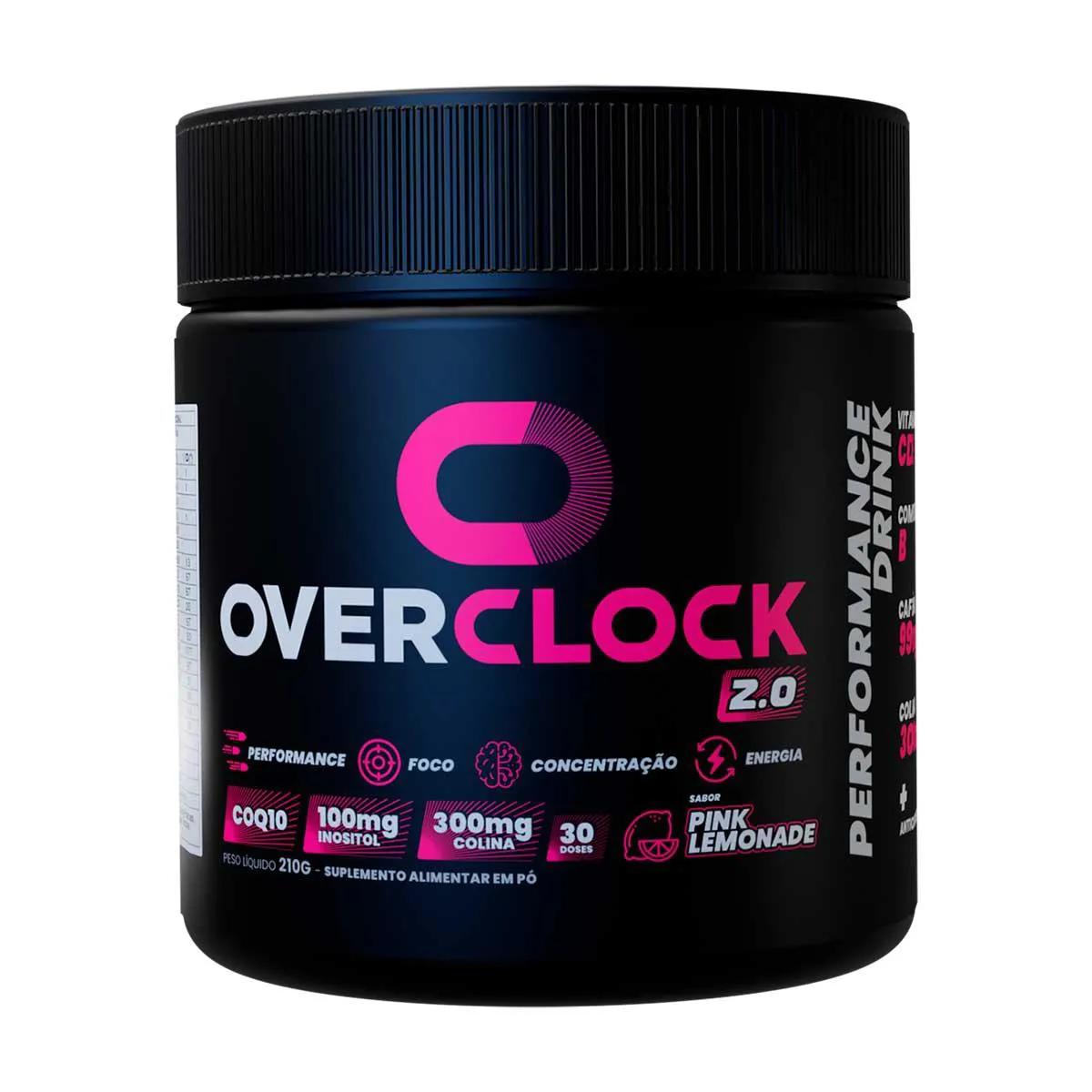 Suplemento Alimentar Overclock 2.0 Pink Lemonade 210g pote 30 doses