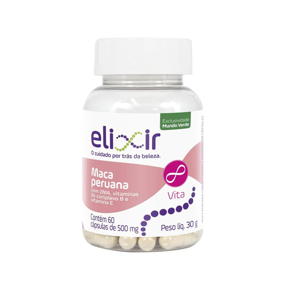 Maca Peruana Elixir 500mg com 60 cápsulas