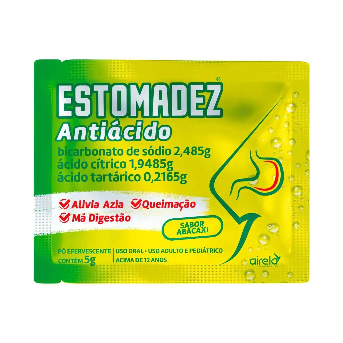 Estomadez Antiácido Bicarbonato de Sódio 2,485g + Ácido Cítrico 1,9485g + Ácido tartárico 0,2165g Sabor Abacaxi Pó Efervescente 5g