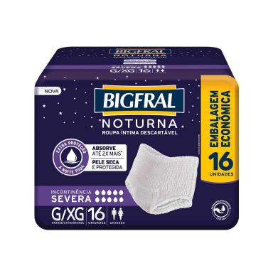 Roupa Íntima Descartável Unissex Bigfral Noturna Pants G/XG 16 Unidades