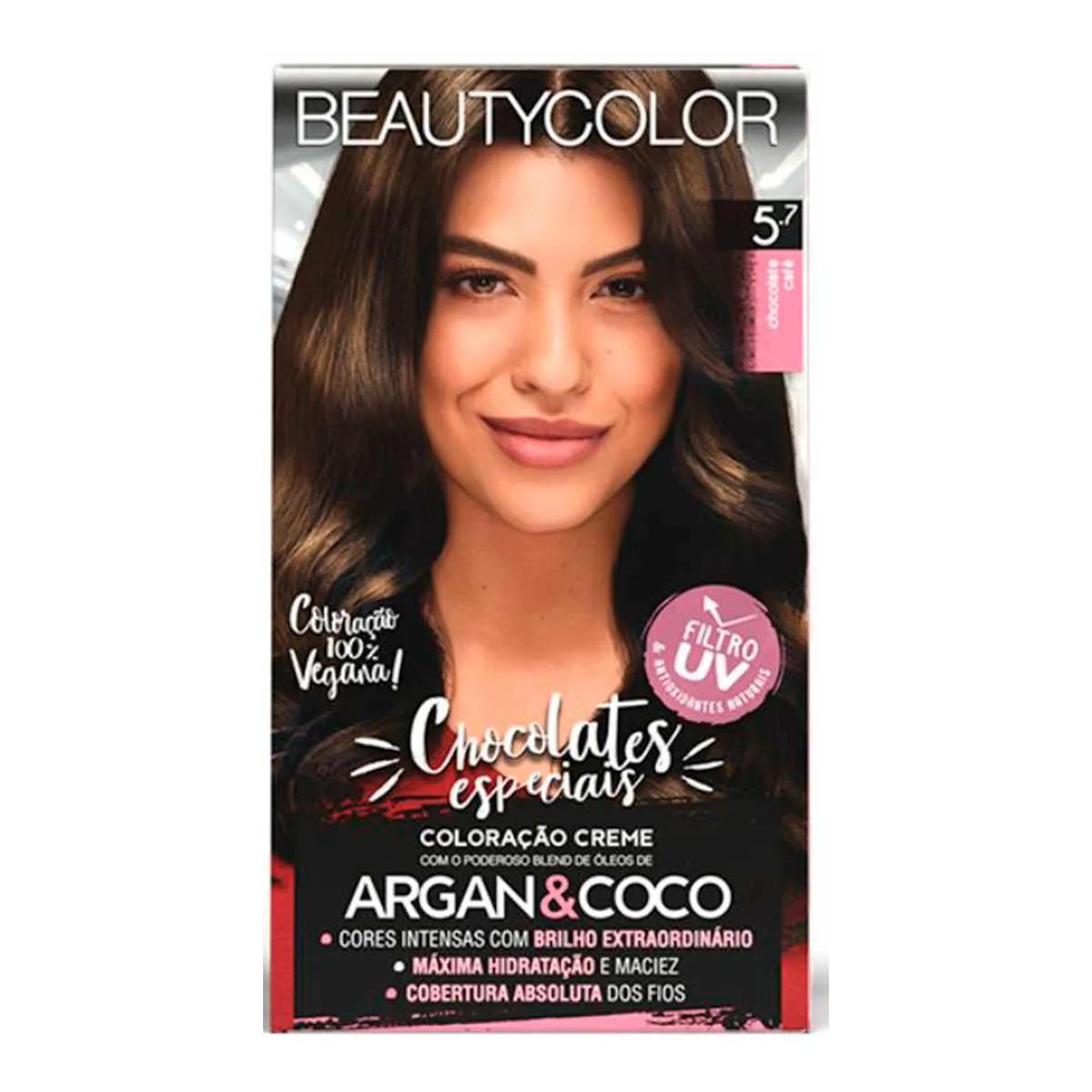 Coloração Creme Vegana Beautycolor Cores Reais 5.7 Chocolate Café