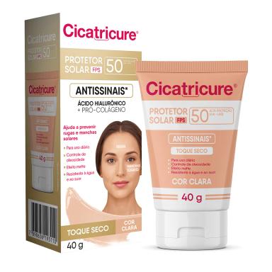 Protetor Solar Facial Antissinais Cicatricure FPS 50 Cor Clara 40g