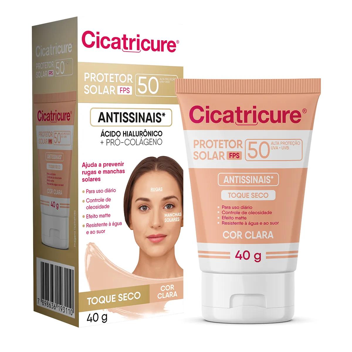 Protetor Solar Facial Antissinais Cicatricure FPS 50 Cor Clara 40g