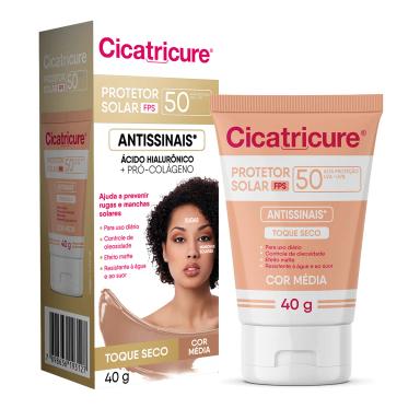 Protetor Solar Facial Antissinais Cicatricure FPS 50 Cor Média 40g