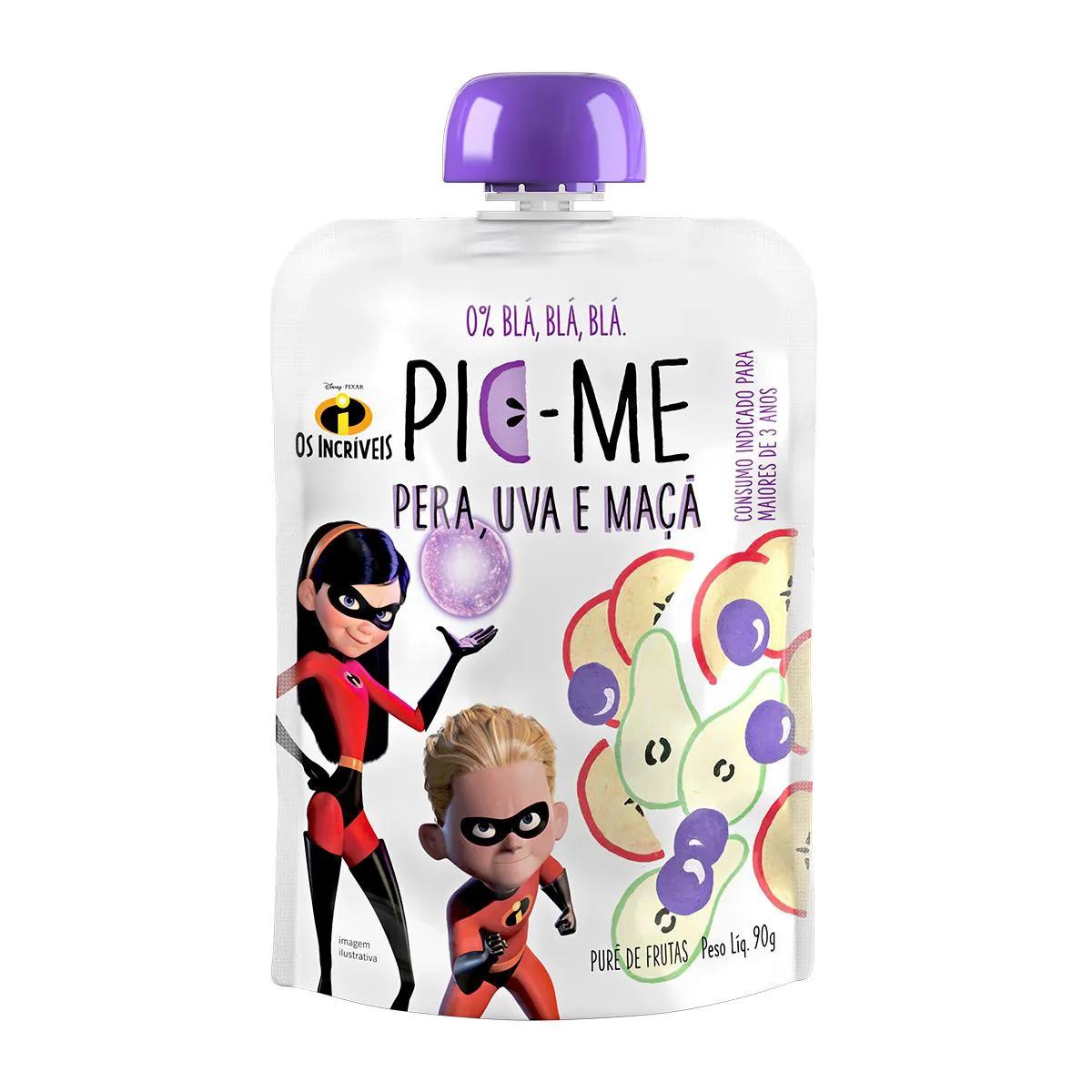 Purê de Frutas Pic-Me Disney Os Incríveis Uva e Maçã 90g