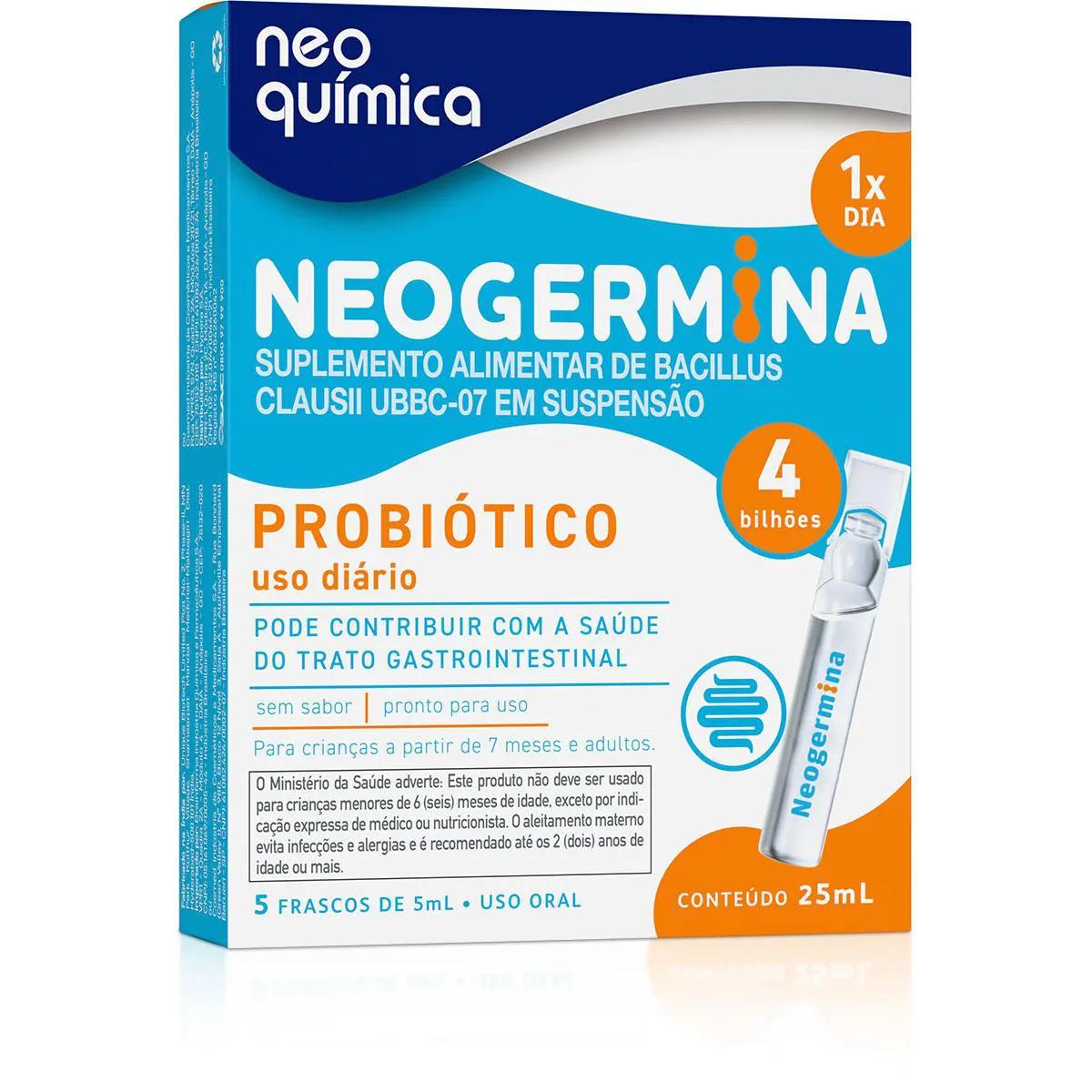 Probiótico Neogermina 4 bilhões 5 frascos de 5ml cada
