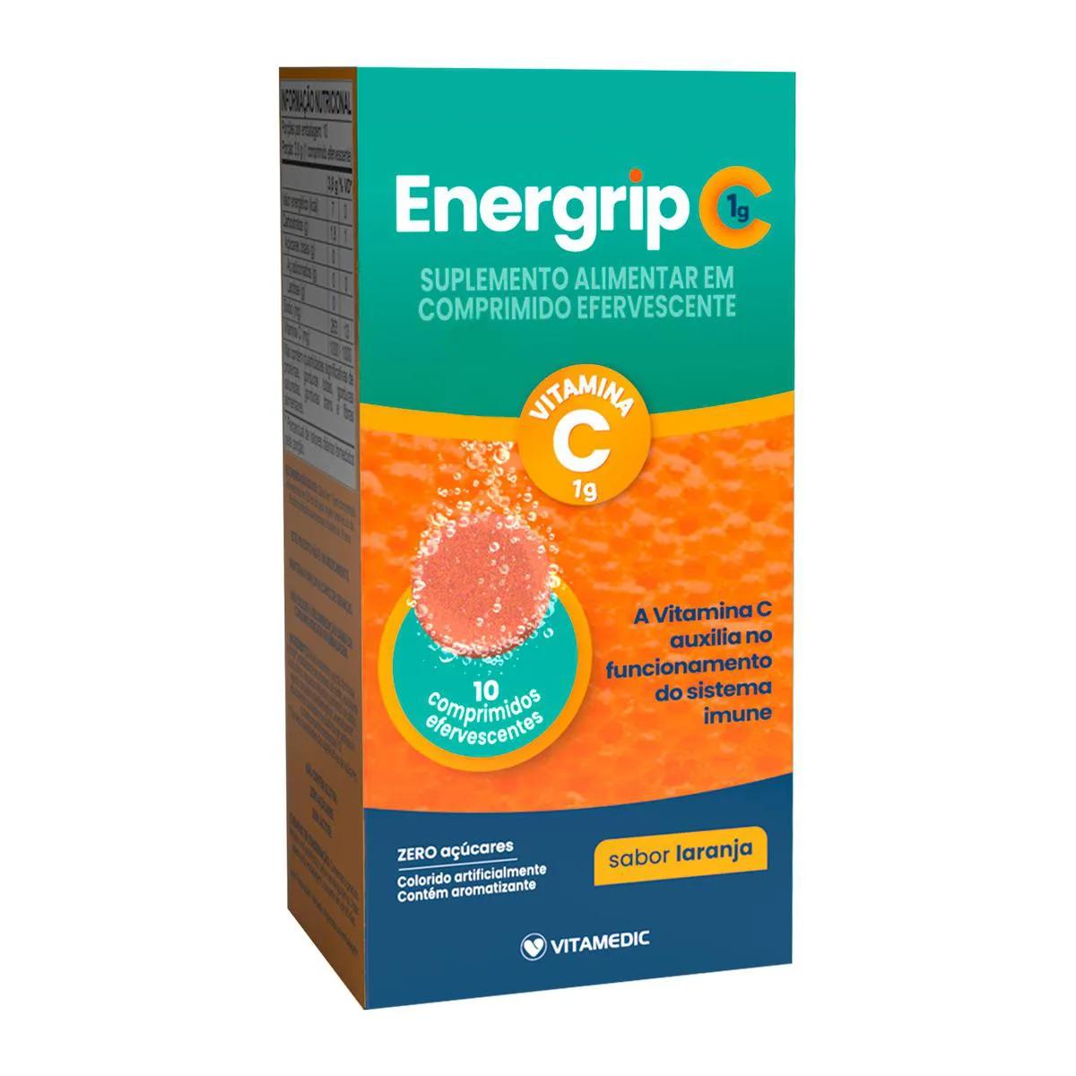 Vitamina C Efervescente Energrip C 1g Laranja 10 comprimidos