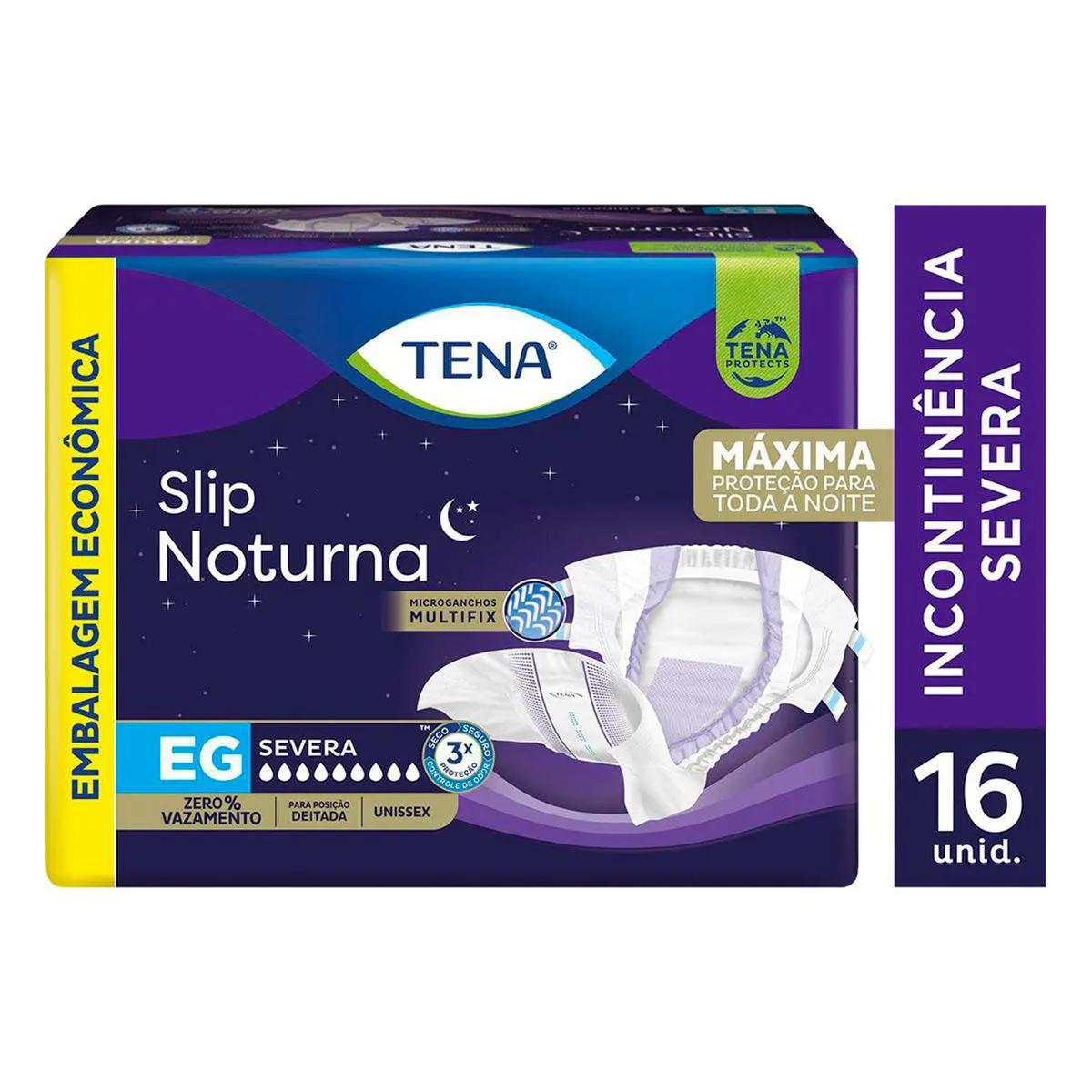 Fralda Geriátrica Tena Slip Noturna EG Unissex 16 Unidades