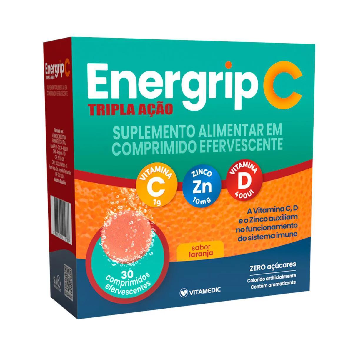 Vitamina C Efervescente Energrip C Tripla Ação 30 comprimidos
