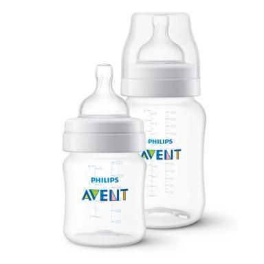 KIT 2 MAMADEIRAS ANTICóLICA 125ML E 260ML PHILIPS AVENT TRANSPARENTE