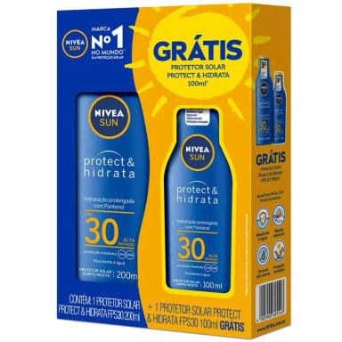 KIT NIVEA SUN PROTECT HIDRATA PROTETOR SOLAR CORPORAL FPS30 200ML + 100ML NIVEA