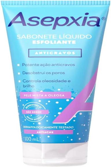 ASEPXIA SABONETE LíQUIDO ESFOLIANTE ANTICRAVOS/ANTIACNE 100ML