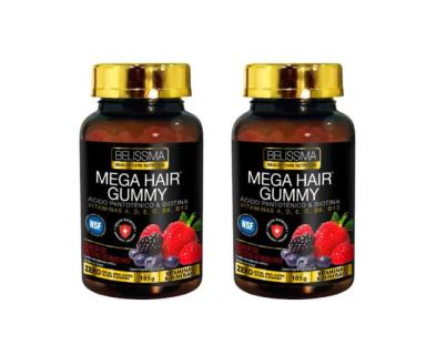 KIT 2X MEGA HAIR GUMMY BELÍSSIMA N/A N/A Frutas Vermelhas