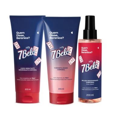 COMBO QDB 7BELO: BODY SPLASH 200ML + SABONETE LíQUIDO CORPORAL 200ML + LOçãO CORPORAL 200ML