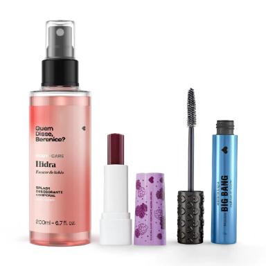 QUEM DISSE, BERENICE? KIT SPLASH HIDRA + MáSCARA DE CíLIOS RESISTENTE à ÁGUA + BALM HIDRATANTE AMORA AFLORA