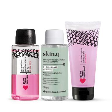 QUEM DISSE, BERENICE? KIT SABONETE DEMAQUILANTE 30ML + DEMAQUILANTE BIFáSICO 30ML + SOLUçãO RENOVADORA 30ML
