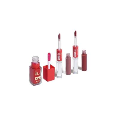 COMBO QDB POD DELAS: BALM TINT JELLY VERMELHO AO VIVO 6,5ML + BATOM DUO VERMELHO SE INSCREVE 8ML + BATOM DUO NUDE DEIXA O LIKE 8ML