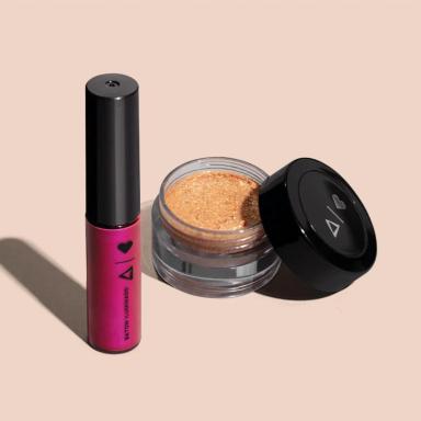 COMBO QDB BEATS ROSA: BATOM GLOSS ILUMINADO 5,4ML + GLITTER EM GEL 5G - xpto