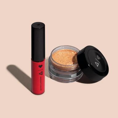 COMBO QDB BEATS: BATOM GLOSS ILUMINADO VERMELHO DO ROLê 5,4ML + GLITTER EM GEL ROSE GOLD DA FOLIA 5G - xpto