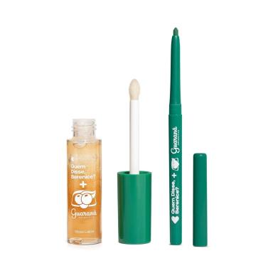 COMBO QDB GUARANá ANTARCTICA: GLOSS LABIAL 10ML + LAPISEIRA DELINEADORA VERDE OLHOS E BOCA 300MG