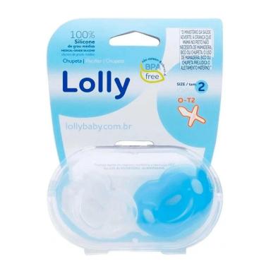 CHUPETA LOLLY SPECIAL SILICONE ORT./2 TAM.2  AZUL E TRANSP.