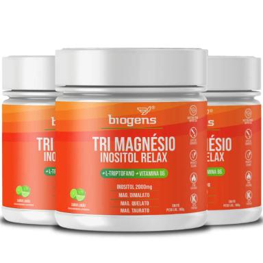 BIOGENS KIT 3X TRI MAGNÉSIO INOSITOL RELAX 180G LIMÃO