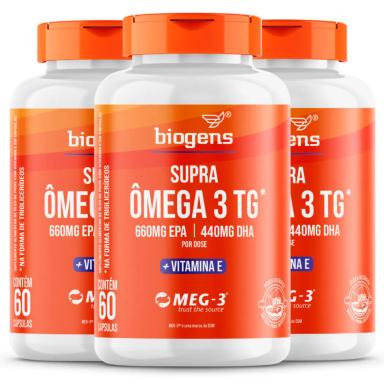 BIOGENS KIT 3X SUPRA ÔMEGA 3 TG EPA 660MG DHA 440MG VIT E 60 CAPS