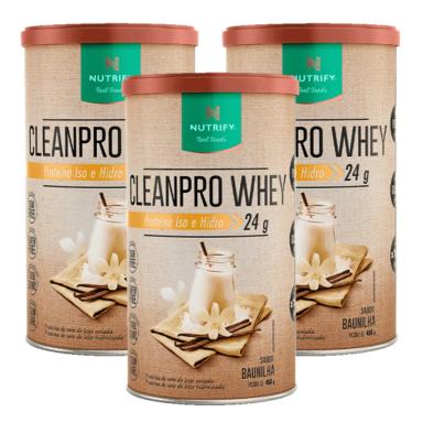 3X CLEANPRO WHEY PROTEIN ISOLADO BAUNILHA 450G - NUTRIFY