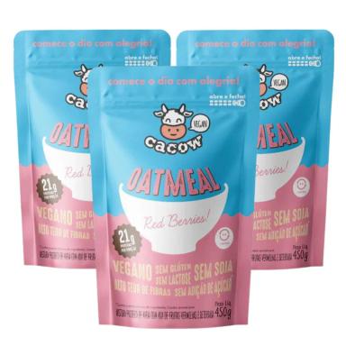 3X MIX DE PROTEíNAS OATMEAL CACOW FRUTAS VERMELHAS 450G Aveia E Frutas Vermelhas