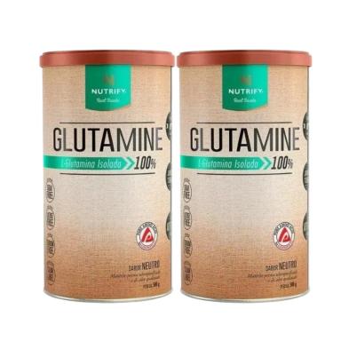 2 GLUTAMINE 500G L-GLUTAMINA PURA ISOADA VEGANA - NUTRIFY Neutro