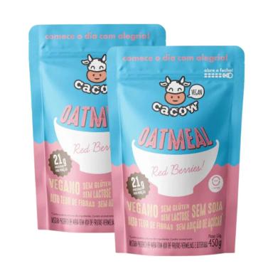 2X MIX DE PROTEíNAS OATMEAL CACOW FRUTAS VERMELHAS 450G Aveia E Frutas Vermelhas