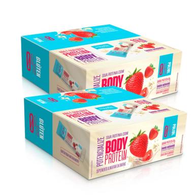 2X BARRA BODY PROTEIN 11G PROTEíNA EQUALIV CAIXA 9 UNIDADES RED Morango