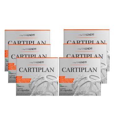 CARTIPLAN 30 CáPS MSM ÁCIDO HIALURôNICO COLáGENO TIPO 2 NUTRENDS KIT 6 UNIDADES SEM Sabor