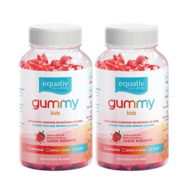 2X SUPER GUMMY EQUALIV KIDS INFâNCIA SAUDáVEL 60 GOMAS MORANGO