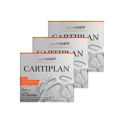 CARTIPLAN 30 CáPS MSM ÁCIDO HIALURôNICO COLáGENO TIPO 2 NUTRENDS KIT 3 UNIDADES SEM Sabor