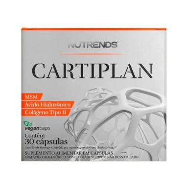CARTIPLAN 30 CáPS MSM ÁCIDO HIALURôNICO COLáGENO TIPO 2 NUTRENDS SEM Sabor