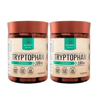 2X TRYPTOPHAN 190MG L-TRIPTOFANO 60 CáPSULAS SEROTONINA NUTRIFY SEM Sabor