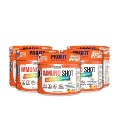 KIT 5 IMMUNO SHOT C/ VIT C + D3 + GLUTAMINA + ZINCO 200G - PROFIT 200 G Laranja