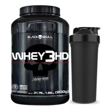 WHEY 3HD 900G + BRINDE - BLACK SKULL MORANGO