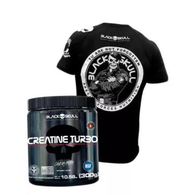 CREATINA TURBO 300G + BRINDE CAMISETA BOPE - BLACK SKULL