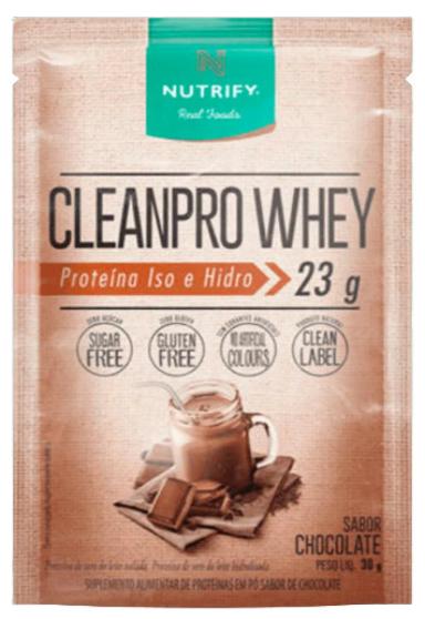 KIT 2X: CLEANPRO WHEY PROTEIN ISOLADO CHOCOLATE NUTRIFY SACHê 30G