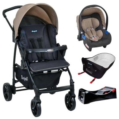 CARRINHO DE BEBE ECCO CAPPUCCINO COM BEBE CONFORTO+BASE+NINHO- BURIGOTTO