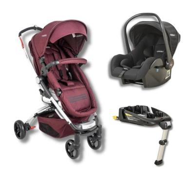 CARRINHO ECLIPSE MELANGE BORDO + BEBE CONFORTO CASULO CLICK PRETO (415CPP) + BASE ISOFIX - KIDDO