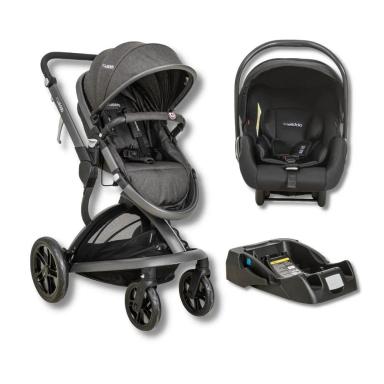 CARRINHO QUANTUM MELANGE + BEBE CONFORTO CASULO CLICK PRETO (415Q) + BASE - KIDDO