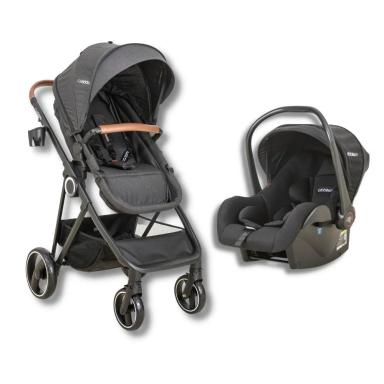 CARRINHO COSMOS MELANGE + BEBE CONFORTO CASULO CLICK PARA COSMOS PRETO (415OPP) - KIDDO