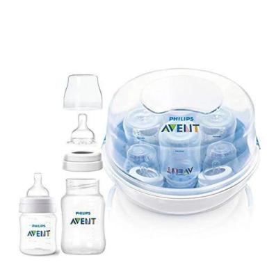 KIT ESTERILIZADOR DE MAMADEIRAS + 2 MAMADEIRAS CLáSSICAS 125ML E 260ML - AVENT